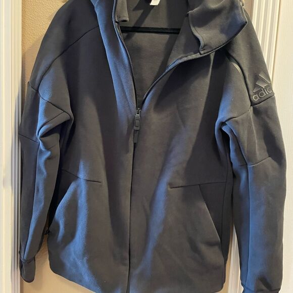 Adidas Men’s ZNE Hooded Black Zip Up Jacket L - Picture 2 of 16
